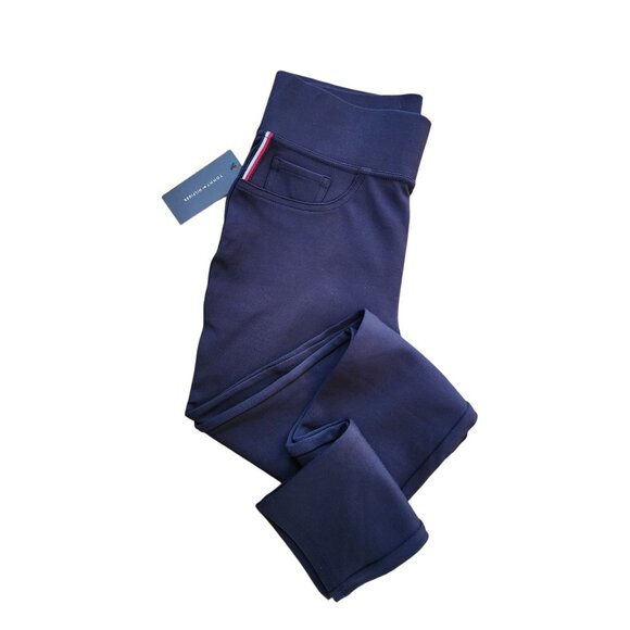 Tommy Hilfiger Skinny Slim Pants Leggings Navy Pull On Pockets Women's Sz XS New - Picture 1 of 6